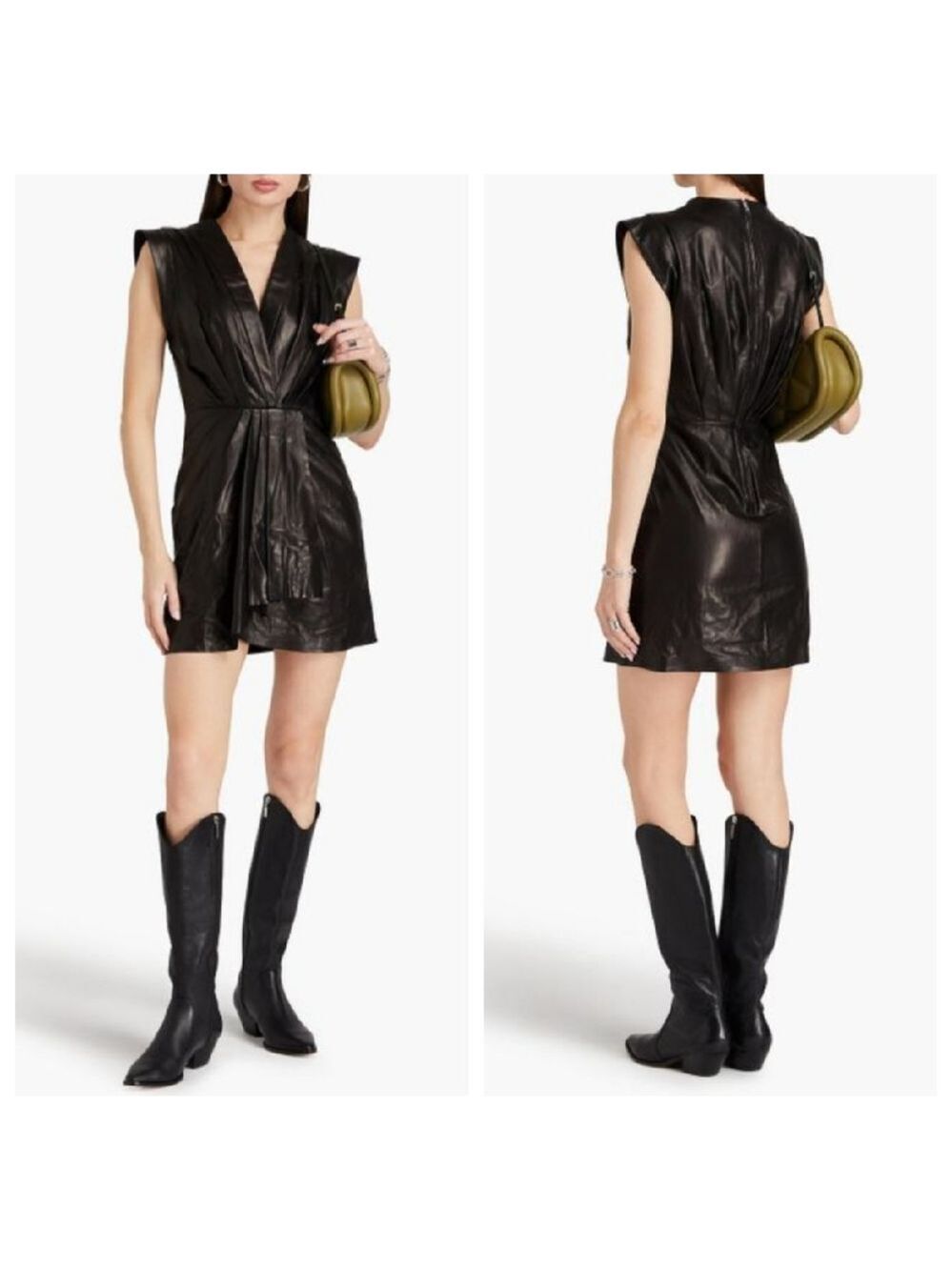 NWT IRO Maya Pleated Leather Dress